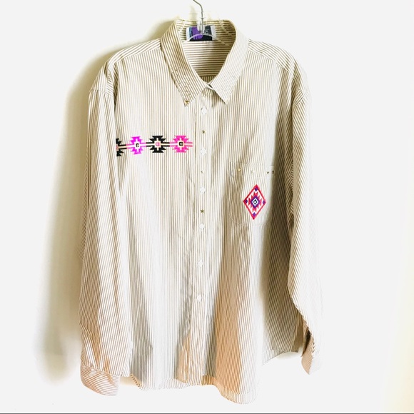 Las Ola by Oved International Stripe Shirt Tan